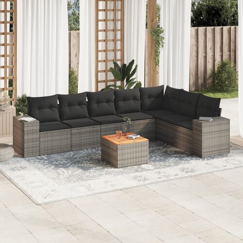 VidaXL 8-dijelni set vrtnih sofa od poliratana s jastucima sivi Slike