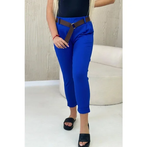 Kesi Punto Milano winter pants with a cornflower blue belt