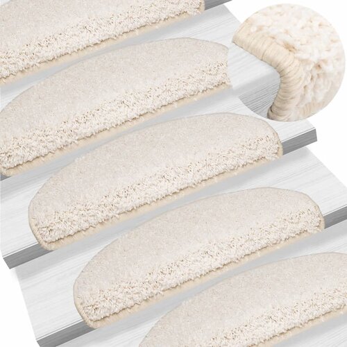 VidaXL preproge za stopnice 15 kosov 65x21x4 cm bele Slike