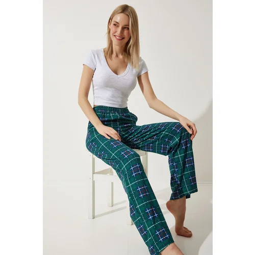 Happiness İstanbul Women's Dark Green Patterned Soft Textured Knitted Pajamas