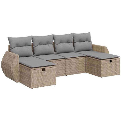 VidaXL 6-dijelni set vrtnih sofa s jastucima bež od poliratana Slike