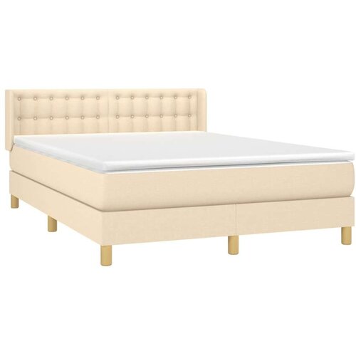 vidaXL Box spring postelja z vzmetnico krem 140x190 cm blago Cene