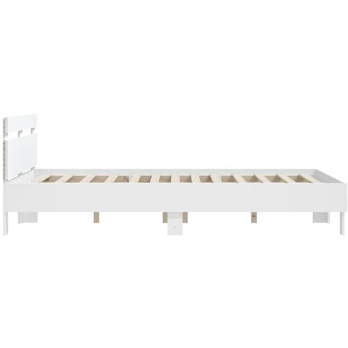  Okvir kreveta s uzglavljem i LED svjetlima bijeli 140 x 190 cm Slike
