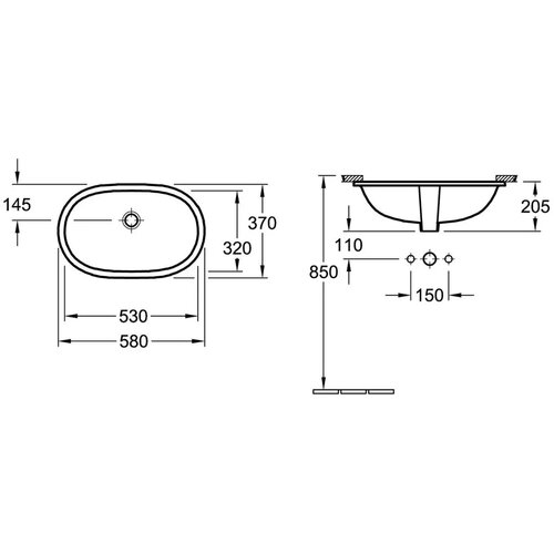 Villeroy &amp;amp; Boch o.Novo 53 podgradni lavabo Slike