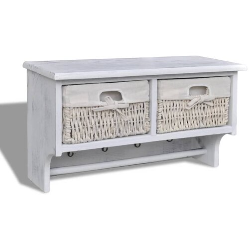 VidaXL Zidna polica bijela 60 x 23,5 x 33 cm od drva paulovnije Slike