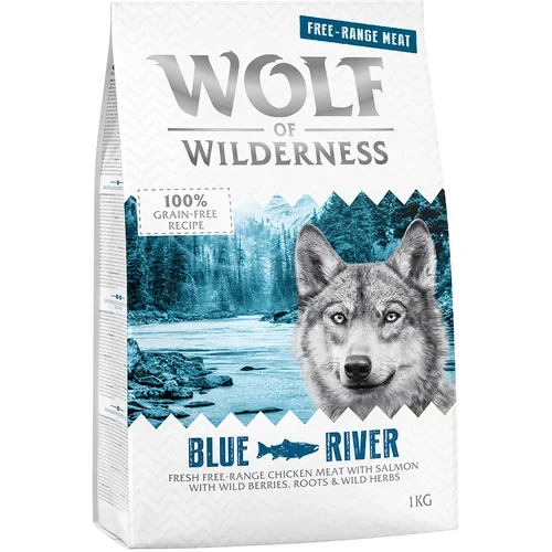 Wolf of Wilderness 2 x 1 kg suha hrana po posebni ceni! Adult Blue River - piščanec iz proste reje & losos