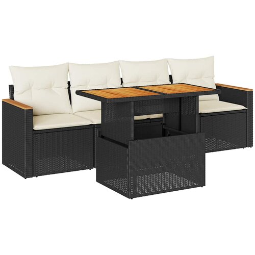 Maison Chic Seti vrtnega pohištva - Vrtna garnitura - Vrtni pohištvo set 5-delna z blazinami poli ratan/akacija, (21820588) Cene