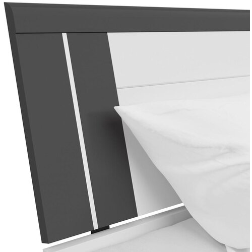 XXXL Postelja S Predali Saturn, Bela, Barva Grafita, 180x200 Slike