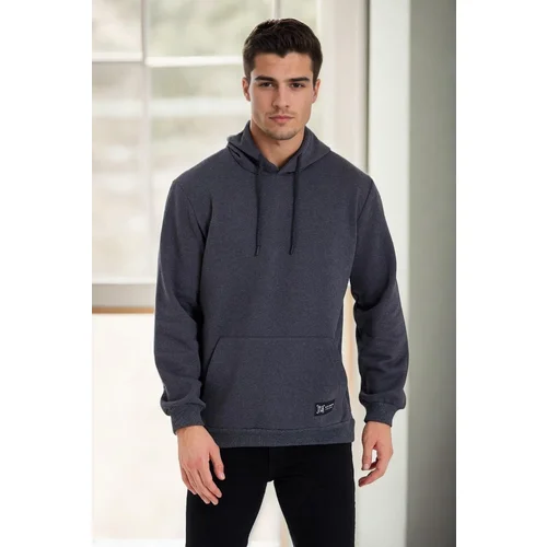 Dewberry 34605 Kangaroo Pocket Hoody Mens Sweatshirt-ANTHRACITE