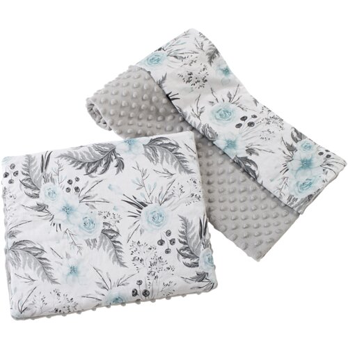 Medi Partners Quilt 75x100 + pillow 35x30 cotton + minky – Flowers + gray minky Cene