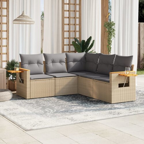 vidaXL 5-dijelni vrtni set sofa s jastucima bež od poliratana Cijene