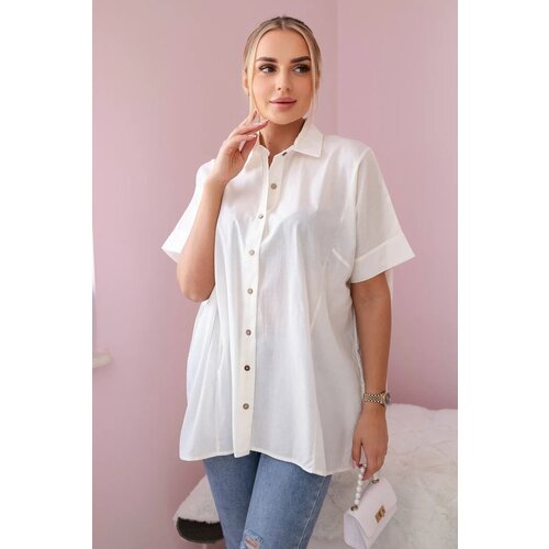 Kesi Cotton ecru shirt with short sleeves Slike
