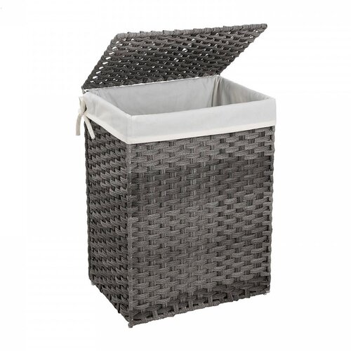 Songmics Ko&amp;scaron; za perilo 90 L, siv ratan Slike