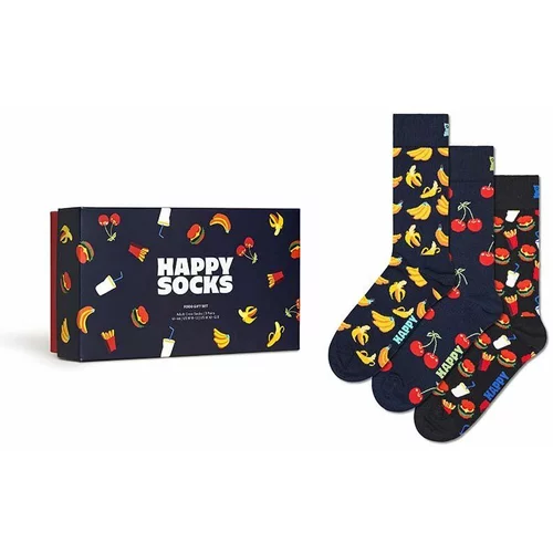 Happy Socks Nogavice Gift Box Food 3-pack mornarsko modra barva