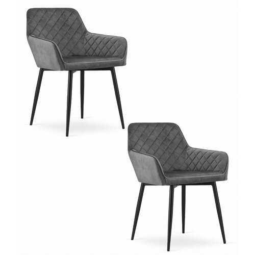 Brandless NOLA stol - siv žamet / črne noge x 2, (22030601) Slike