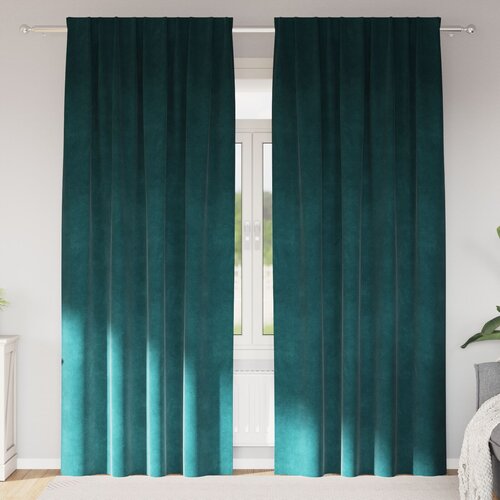VidaXL Zavjese Tamnozelena Poliester 140 x 225 cm Dekorativni dodaci Slike