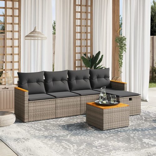 vidaXL 6-dijelni set vrtnih sofa od poliratana s jastucima sivi Cene