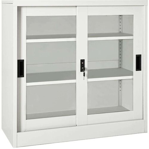 vidaXL Omara z drsnimi vrati svetlo siva 90x40x90 cm jeklo Cene