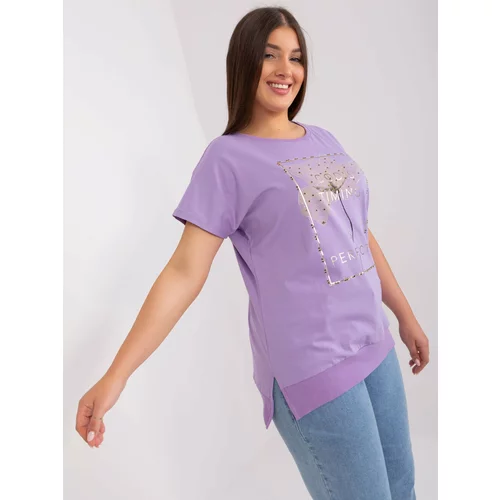 Fashion Hunters Light purple blouse plus size with trim