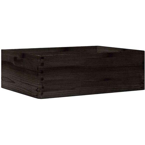 VidaXL Drvena kutija s ručkama crna 40x30x13 cm puno drvo bor Slike