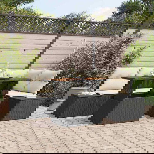 vidaXL Vrtna sedežna garnitura 5 pcs Črna in krem 100 x 55 x 73 cm Cene