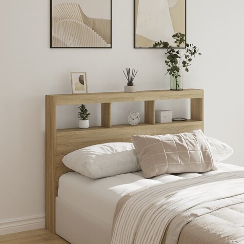  The Living Store Omarica za vzglavje postelje LED sonoma hrast 140x17x102 cm - Omarica Za Vzglavje Postelje, (21484726) Cene
