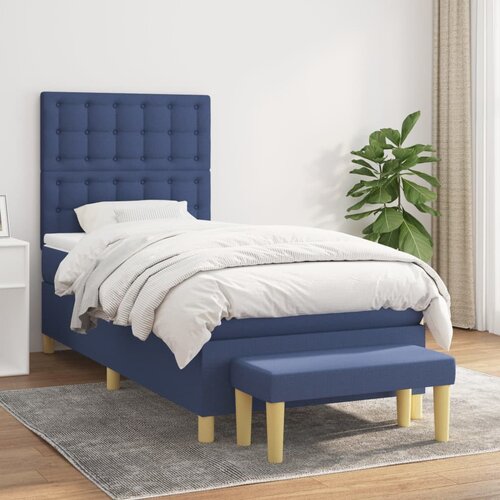 The Living Store Box spring postelja z vzmetnico modra 100x200 cm blago - Box Spring Postelja, (21513776) Slike