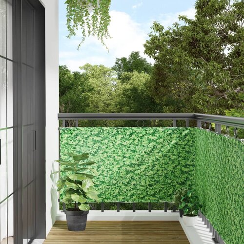 VidaXL vrtni zaslon za privatnost uzorak biljke zeleni 300x75 cm PVC Slike