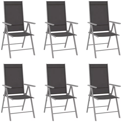 vidaXL Zložljivi vrtni stoli 6 kosov tekstil črni