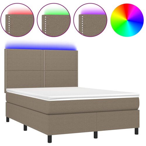 Maison Chic Box spring postelja - Vzmetna postelja z vzmetnico LED taupe 140x200 cm blago SL15828, (21896040) Cene