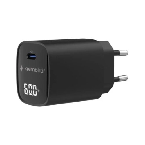 Gembird TA-UC-1C-PD60LCD-01-BK 60W USB Type-C fast charger, LCD, black Cene