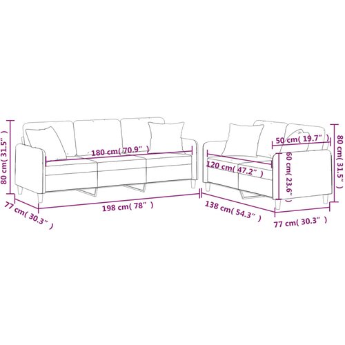  2-dijelni set sofa s jastucima tamnosivi od tkanine Slike