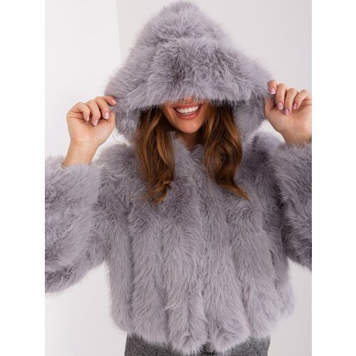 Fashion Hunters Gray transitional fur jacket Slike