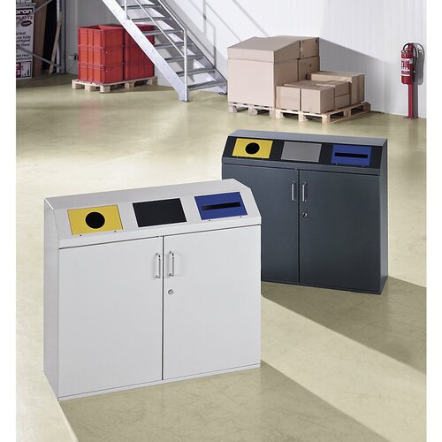 eurokraft pro Omara za zbiranje surovin, prostornina 3 x 80 l, svetlo siva RAL 7035 Cene