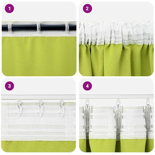  Zavjese za blackout s prstenovima 2 pcs Zelena 140 x 140 cm Slike