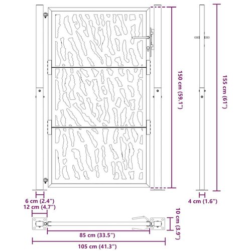 vidaXL Vrtna vrata 105x155 cm preperevanje oblikovanje jeklene sledi Cene