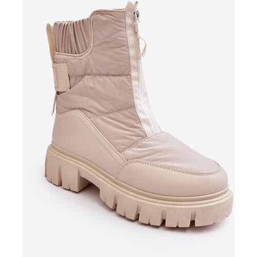 Kesi Women's light beige Hixe snow boots with zipper insulated with fur Slike