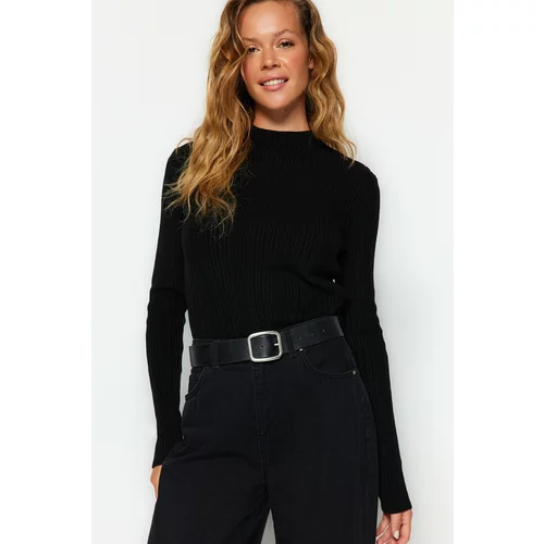Trendyol Black Stand-Up Collar Knitwear Sweater