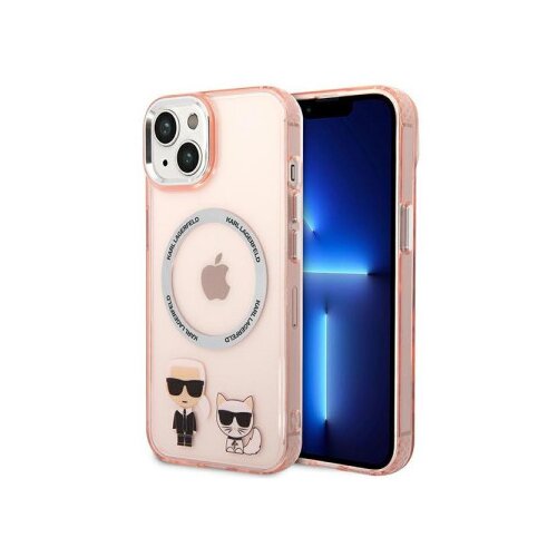 Karl Lagerfeld Originalen ovitek MagSafe ovitek KLHMP14SHKCP za iPhone 14 6.1 prozorno roza silikonska za&amp;scaron;čita - Full bodies Slike