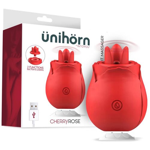 INTOYOU Ünihörn CherryRose Suction and Licking Tongues Clitoris Massager Red Cene