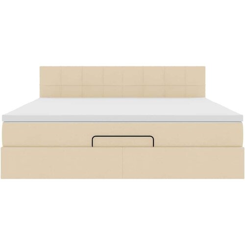 VidaXL otomanski krevet s madracem krem 180x200cm od tkanine Slike