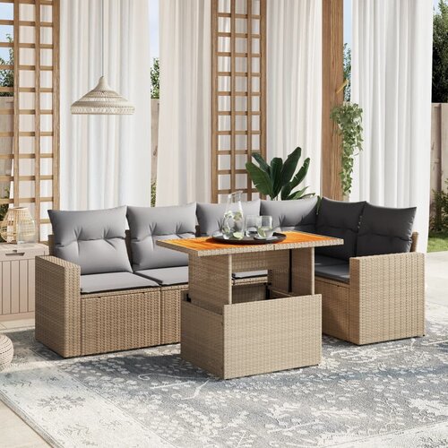 vidaXL 6-dijelni set vrtnih sofa s jastucima bež od poliratana Cijene