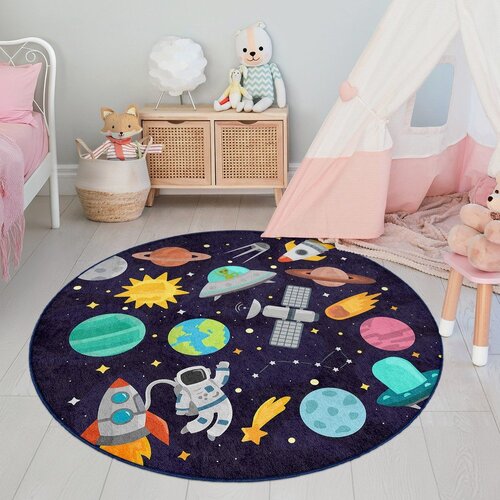 Mila Home Tamno plavi periv dječji tepih za igru &amp;oslash;120 cm Into The Space &amp;ndash; Slike