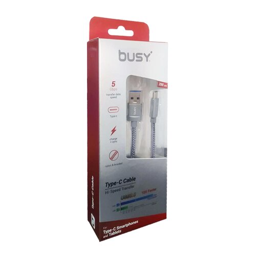 Busy usb kabl tip c 2 m pleteni sivi Cene