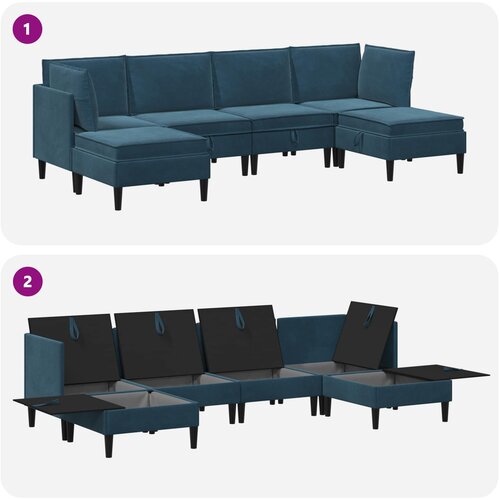  Set namje&amp;scaron;taja za dnevni boravak s jastukom 6 pcs Plava Bar&amp;scaron;un Slike