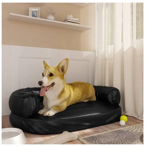  Ergonomska pasja postelja iz pene črna 75x53 cm um. usnje