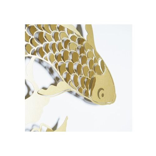 Wallxpert dekorativni metalni zidni pribor carpa koi APT748 l gold Slike