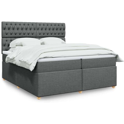 vidaXL Box spring postelja z vzmetnico temno siva 200x200 cm blago Cene