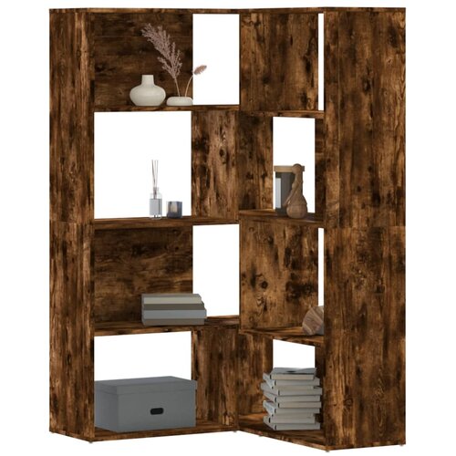  Kutni regal za knjige 4 razine boja hrasta 85x85x140 cm drveni Cijene