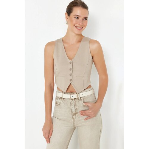 TRENDYOLMILLA ženski top TWOSS23YE00037, taupe-bež Cene